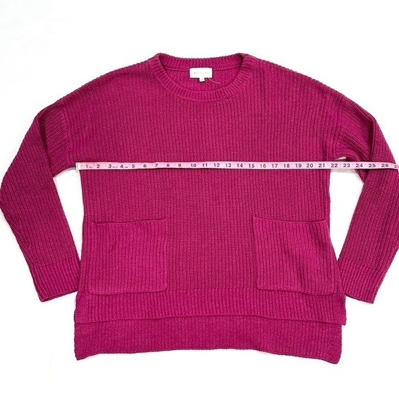 NWOT Melloday Fuschia Two Pocket Pullover Knit Hi Low Sweater - Picture 7 of 9